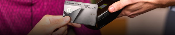 The Delta SkyMiles® Platinum American Express Card tapping a payment processor