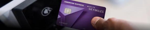 The Delta SkyMiles® Reserve American Express Card tapping a payment processor
